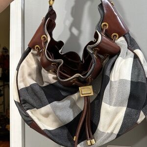 Burberry plaid canvas bag